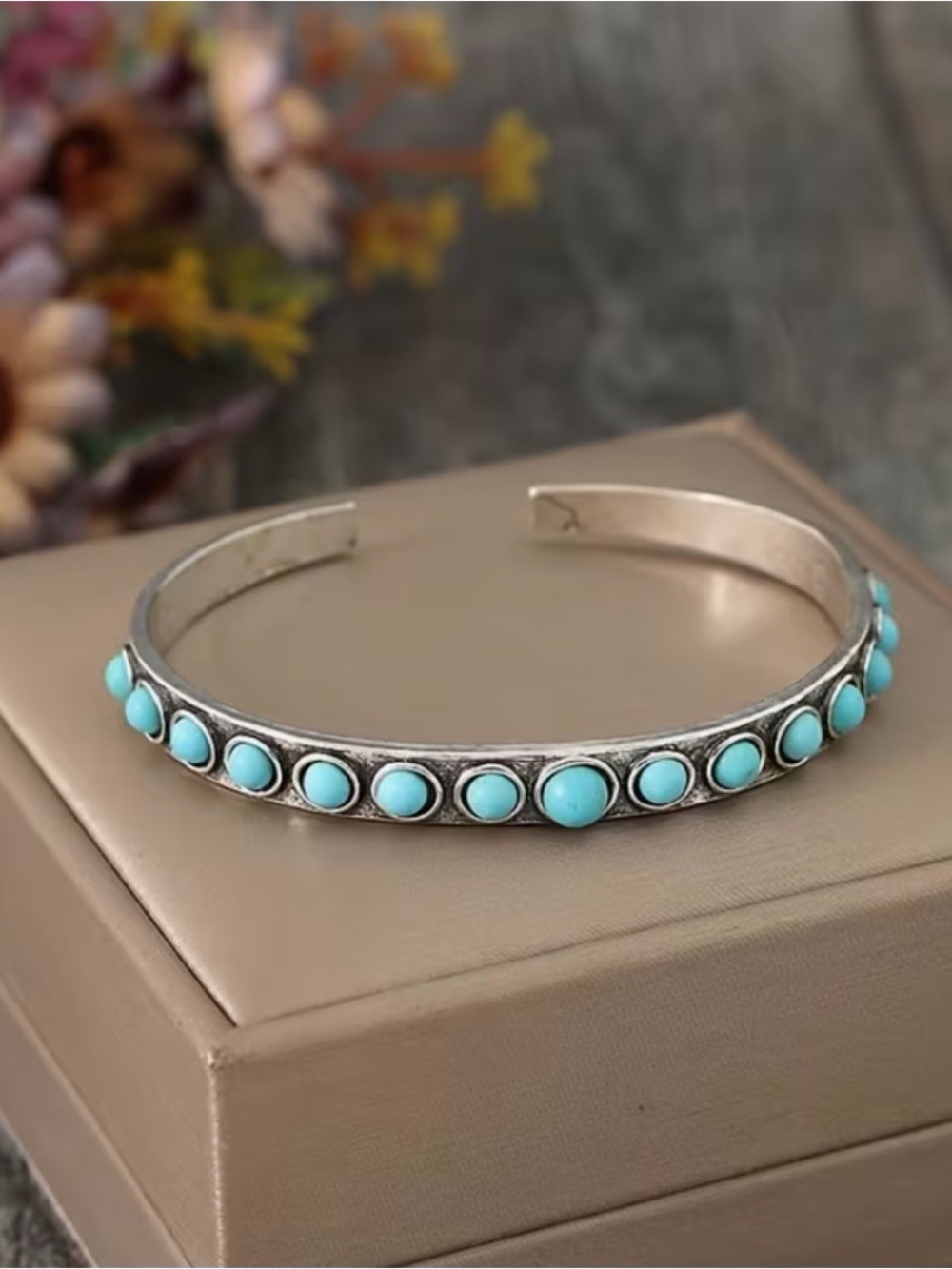Turquoise Silver Cuff Bracelet - Picture 4 of 5